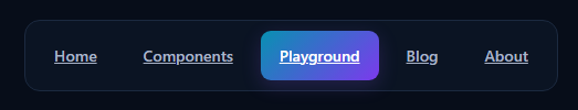 Active Link Navbar with gradient selected navigation item and five menu links