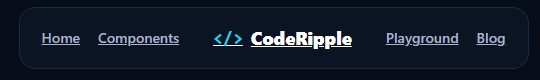 Centered Logo Navbar with CodeRipple branding between two navigation link groups