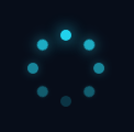 Chasing Dots Loader with eight glowing cyan dots arranged in a circle