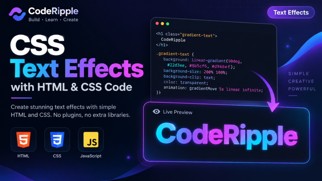 10+ Best CSS Text Effects with HTML, CSS & JavaScript