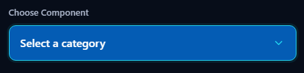 Custom Select Dropdown with category options and cyan selection styling