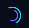 Dual Ring Loader with rotating cyan outer ring and purple inner ring