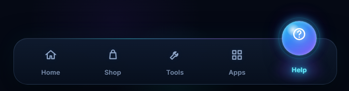 Floating Neon Navigation Bar with glowing active indicator and five navigation icons
