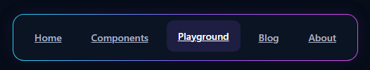 Gradient Border Navbar with cyan purple and magenta border around navigation links