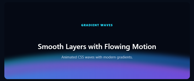 Gradient Wave Background with animated cyan, blue, purple, and magenta CSS waves