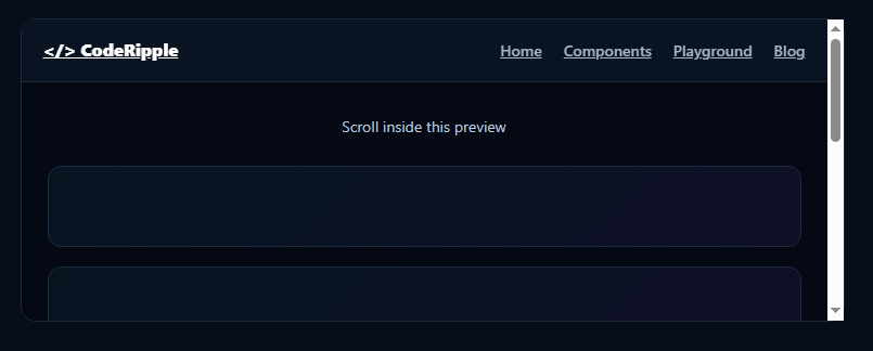 Sticky Navbar with CodeRipple branding and horizontal navigation links